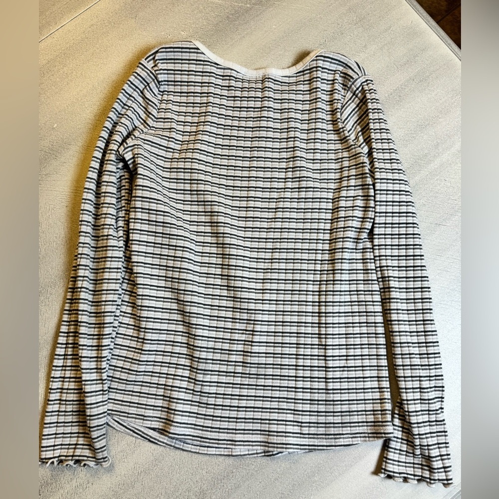 Kids Cat & Jack Striped Ribbed Long Sleeve Tee 10/12 - Picture 4 of 5